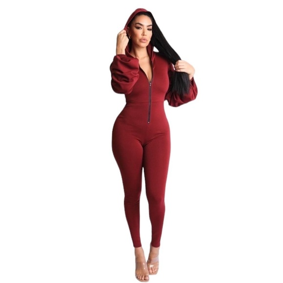Women's Pinched Sleeves Zipper Front Hoodie Jumpsuit
New - Picture 3 of 6